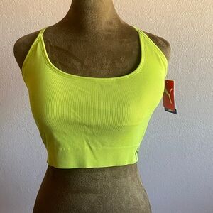 PUMA Neon Yellow Ribbed Crop Top